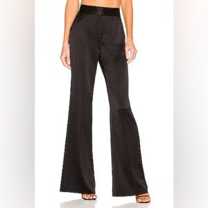 Alice + Olivia Dylan Wide Leg Pant in Black Sz 14 NEW Black Satin